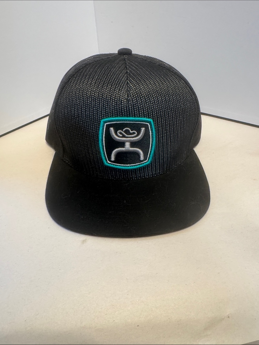 Hooey Black Mesh Trucker Cap with Teal-Trimmed Logo
